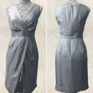 Banana Republic Silk Drape Sheath Dress Silver/Gray - Size 2